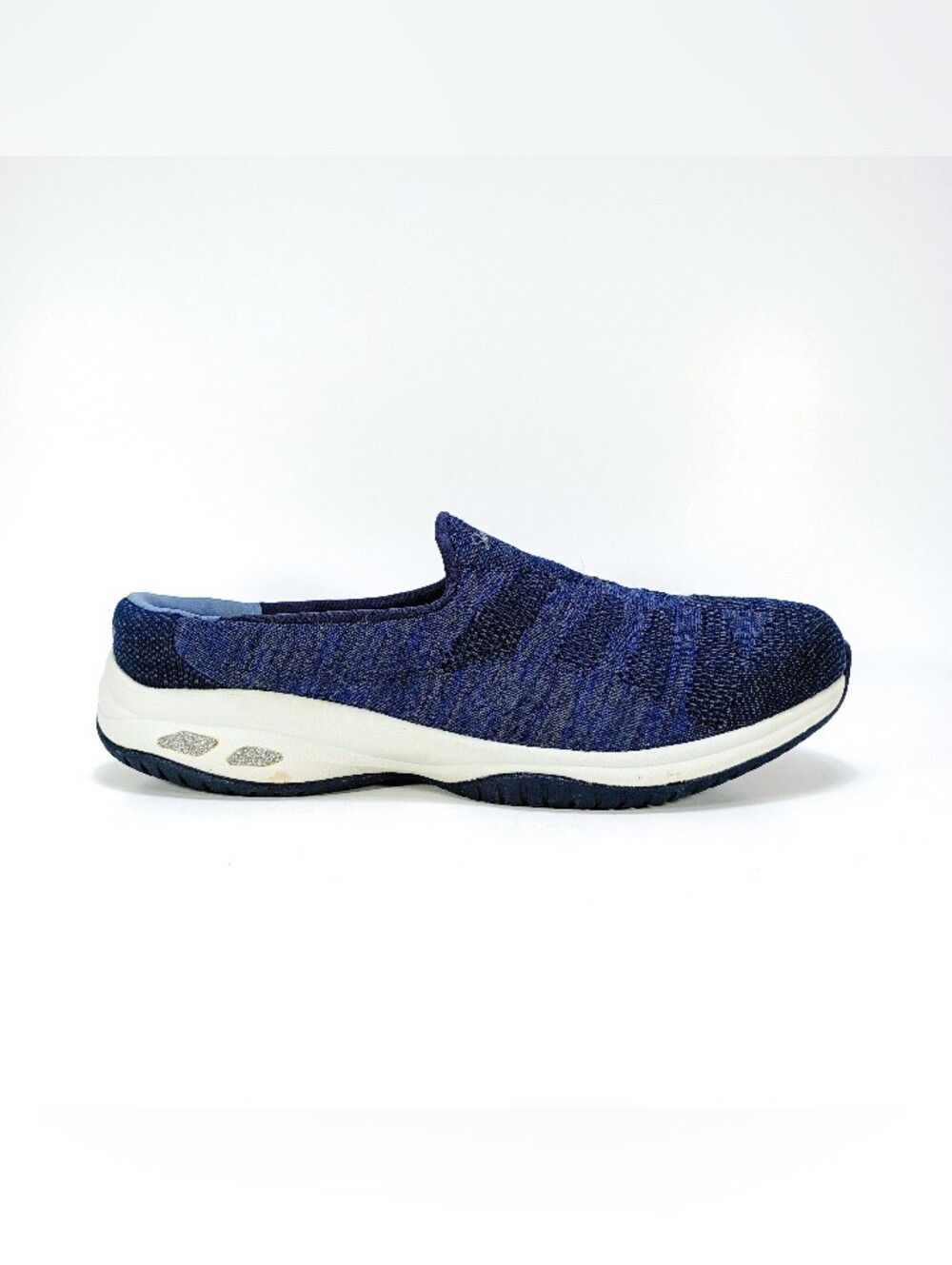 Skechers Commute Knitastic Womens 8 Navy Blue Relaxed Fit Slip On Shoes Mules